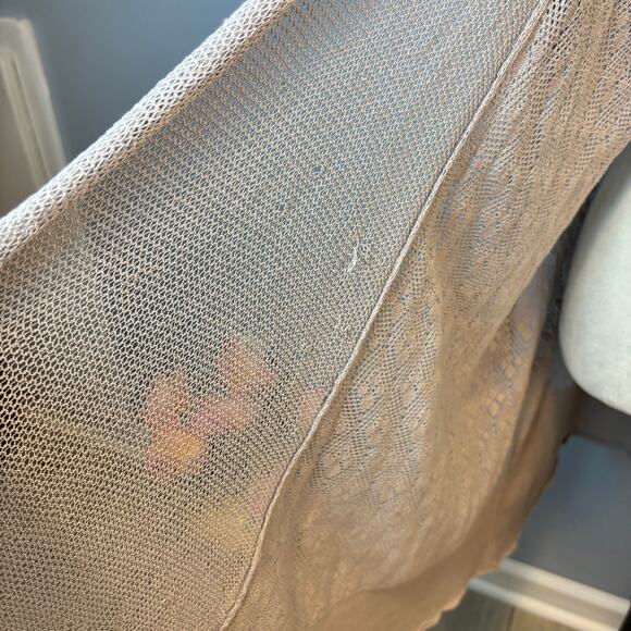 Knitted & Knotted Open Crochet Cardigan Taupe Small READ - Picture 9 of 10